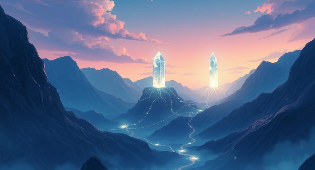 Three critical Ethereum liquidation zones visualized as data crystals threatening market stability.