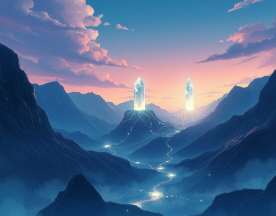 Three critical Ethereum liquidation zones visualized as data crystals threatening market stability.