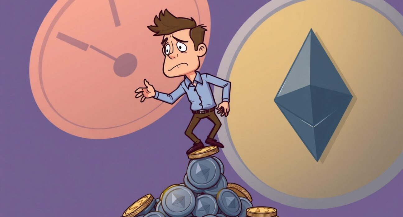 An illustration showing the immense pressure on Ethereum long positions as trading volume sharply declines, signaling potential market shifts.