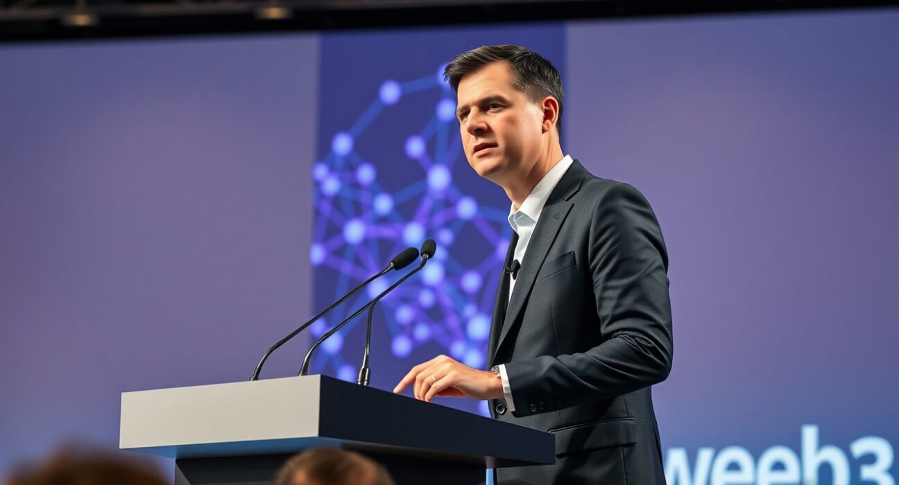 Sharplink Gaming CEO Joseph Chalom speaking about Ethereum investment opportunities at Hong Kong Web3 Festival