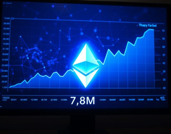 Ethereum mainnet transactions record chart showing 72.8 million monthly transactions in April.