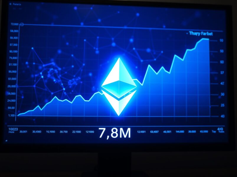 Ethereum mainnet transactions record chart showing 72.8 million monthly transactions in April.