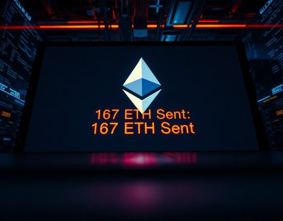 A close-up of a computer screen displaying an Ethereum transaction error, with code in the background and a red warning message.