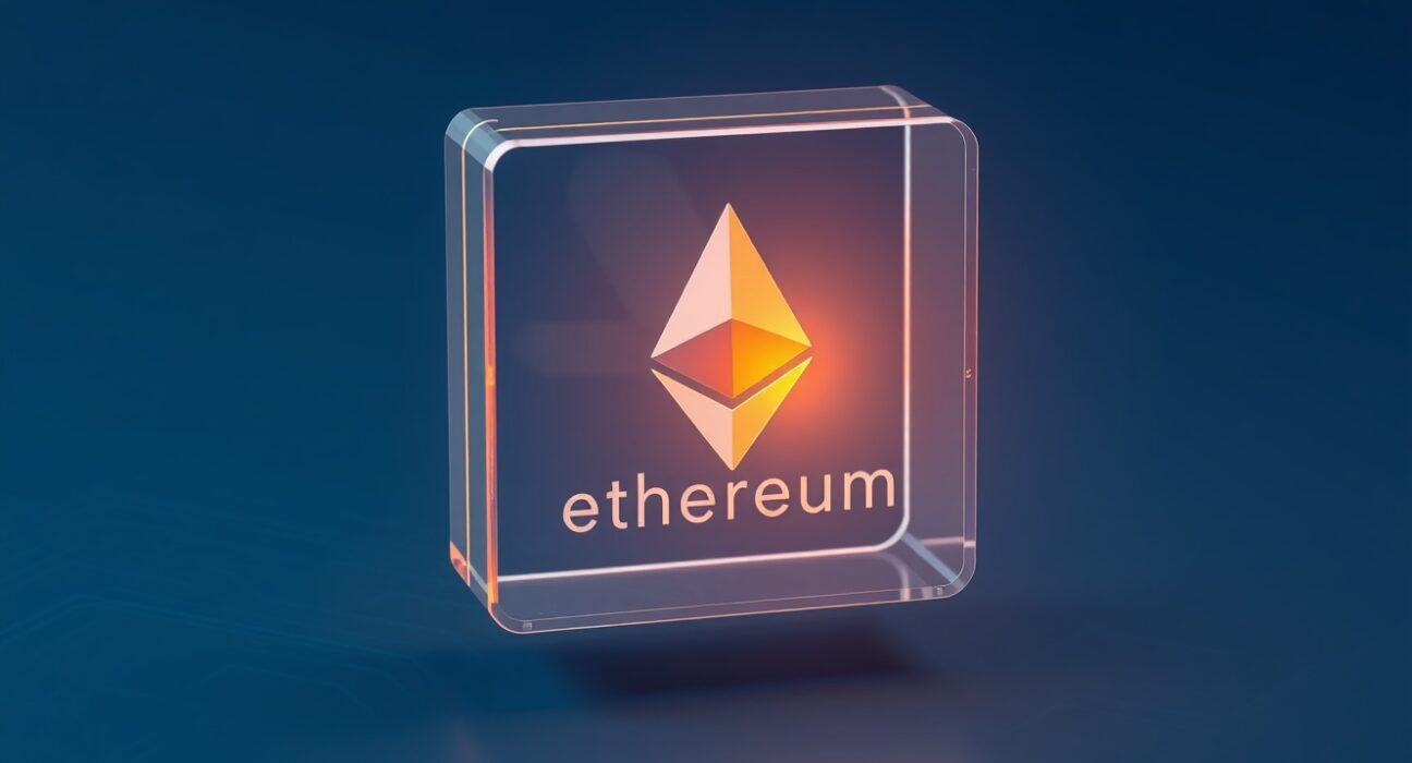 Conceptual image representing the Ethereum MEV burn proposal with a digital block and flame.
