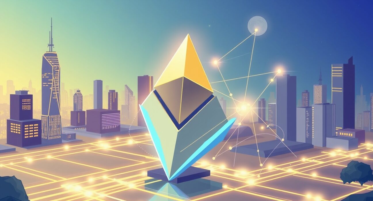 A minimalist, secure Ethereum network concept, illustrating Vitalik Buterin's vision for Ethereum minimalism.