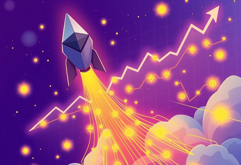 A chart illustrating the impressive surge in Ethereum network activity, reflecting significant growth and transaction volume.