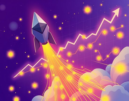 A chart illustrating the impressive surge in Ethereum network activity, reflecting significant growth and transaction volume.