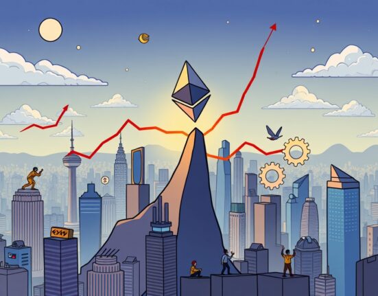 Cartoon illustration showing Ethereum's strong market position, symbolizing its recent Ethereum outperformance and growth drivers.