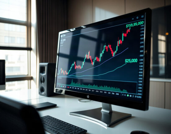 Ethereum price chart showing ETH surging above $2,500 on a computer screen
