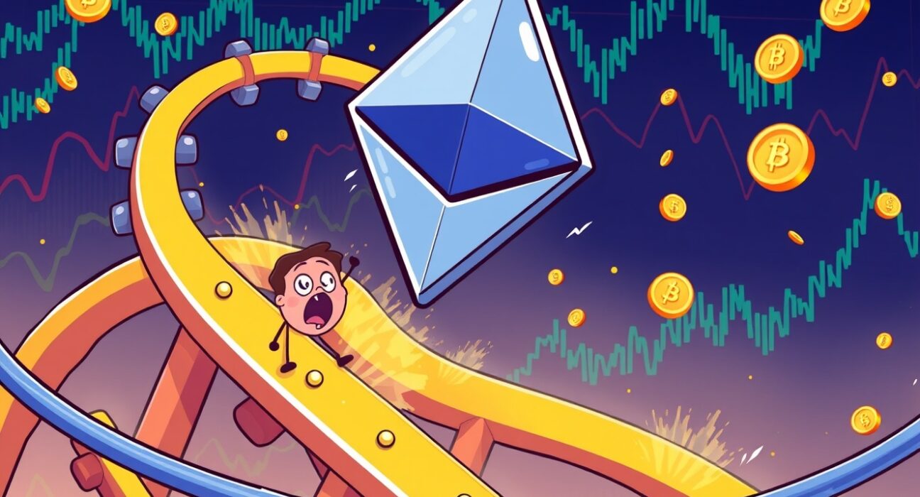 Ethereum price prediction rollercoaster showing market volatility and potential buying opportunities