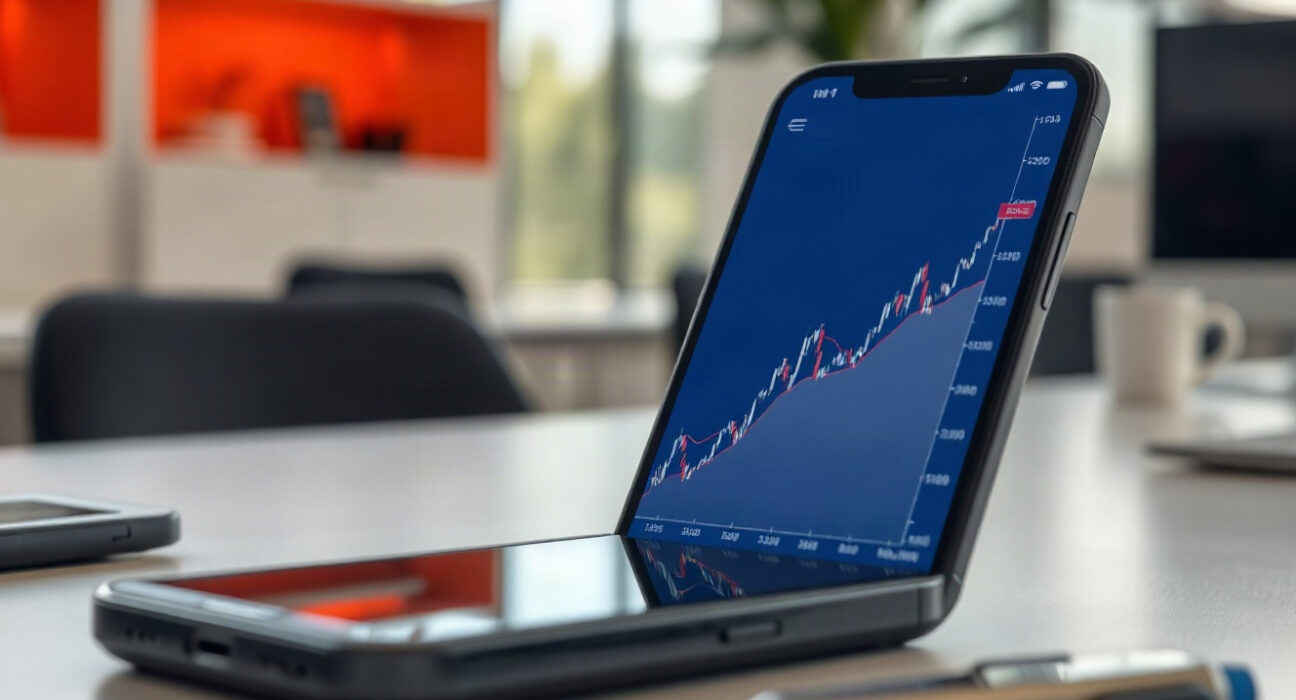 Ethereum price chart on a smartphone showing an upward trend, representing the recent rally above $2,300.