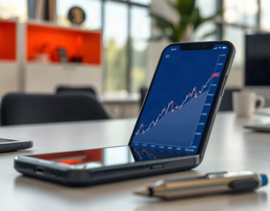 Ethereum price chart on a smartphone showing an upward trend, representing the recent rally above $2,300.