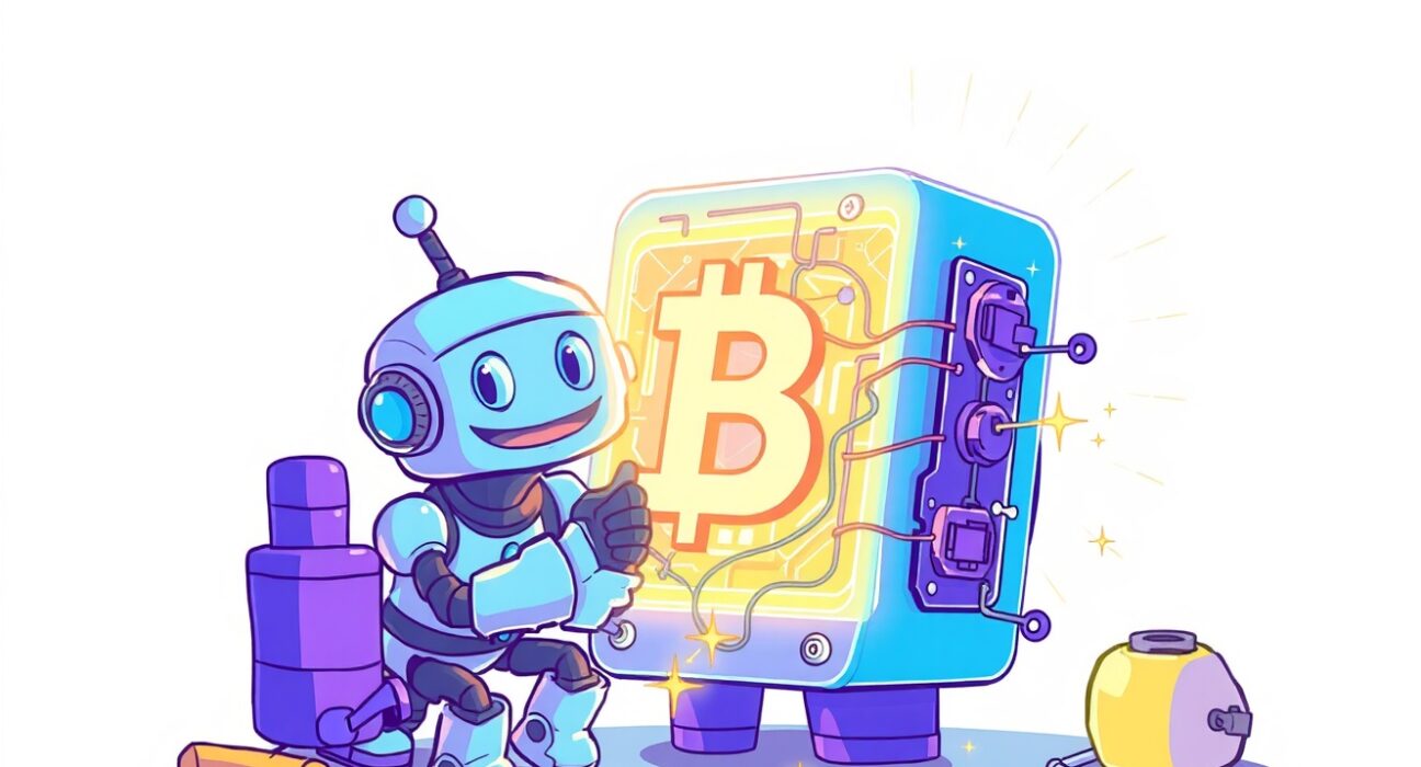 A cartoon illustration of the Prysm client being repaired on the Ethereum network after the Fusaka upgrade.