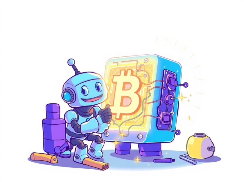 A cartoon illustration of the Prysm client being repaired on the Ethereum network after the Fusaka upgrade.