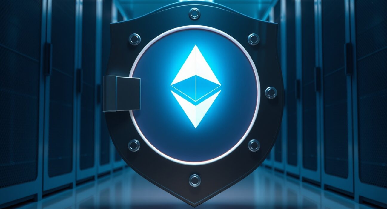 Ethereum quantum resistance security symbolized by a digital shield protecting the network.