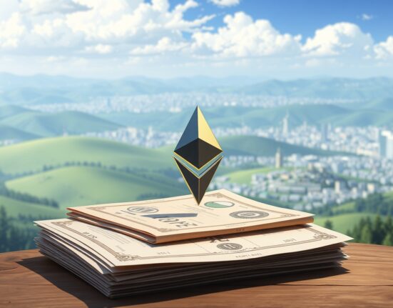Ethereum blockchain tokenizing real-world assets like real estate and bonds into digital tokens.