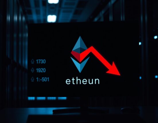 Analytical view of a large Ethereum short position on a digital trading platform interface.
