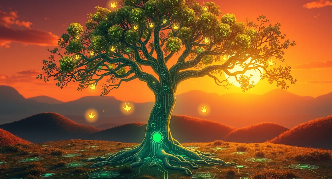 Record-breaking growth of Ethereum smart contracts symbolized as a thriving digital ecosystem