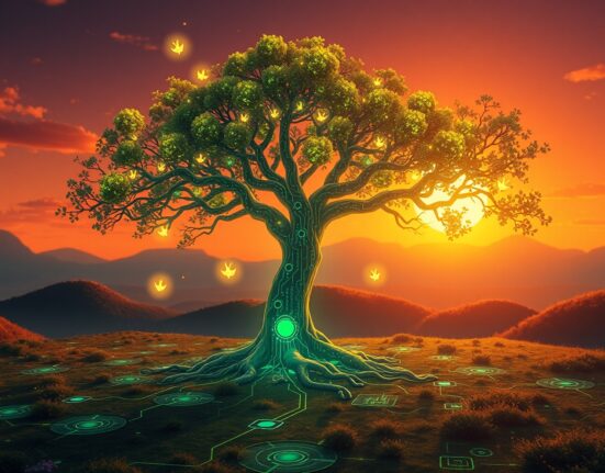 Record-breaking growth of Ethereum smart contracts symbolized as a thriving digital ecosystem