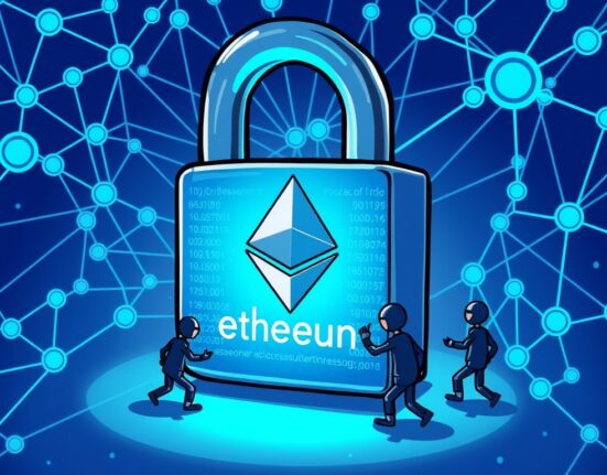 A cartoon illustration showing Ethereum smart contract malware discreetly bypassing digital security measures, representing a hidden threat.