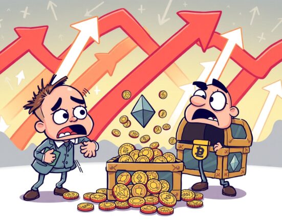 Ethereum spot ETFs experiencing significant investor withdrawals in cartoon illustration