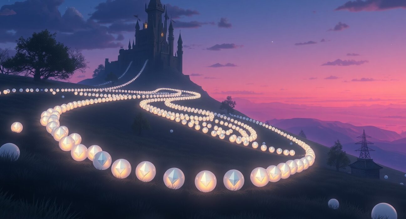 Visual metaphor for the growing Ethereum staking queue and investor commitment to network security.