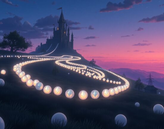 Visual metaphor for the growing Ethereum staking queue and investor commitment to network security.