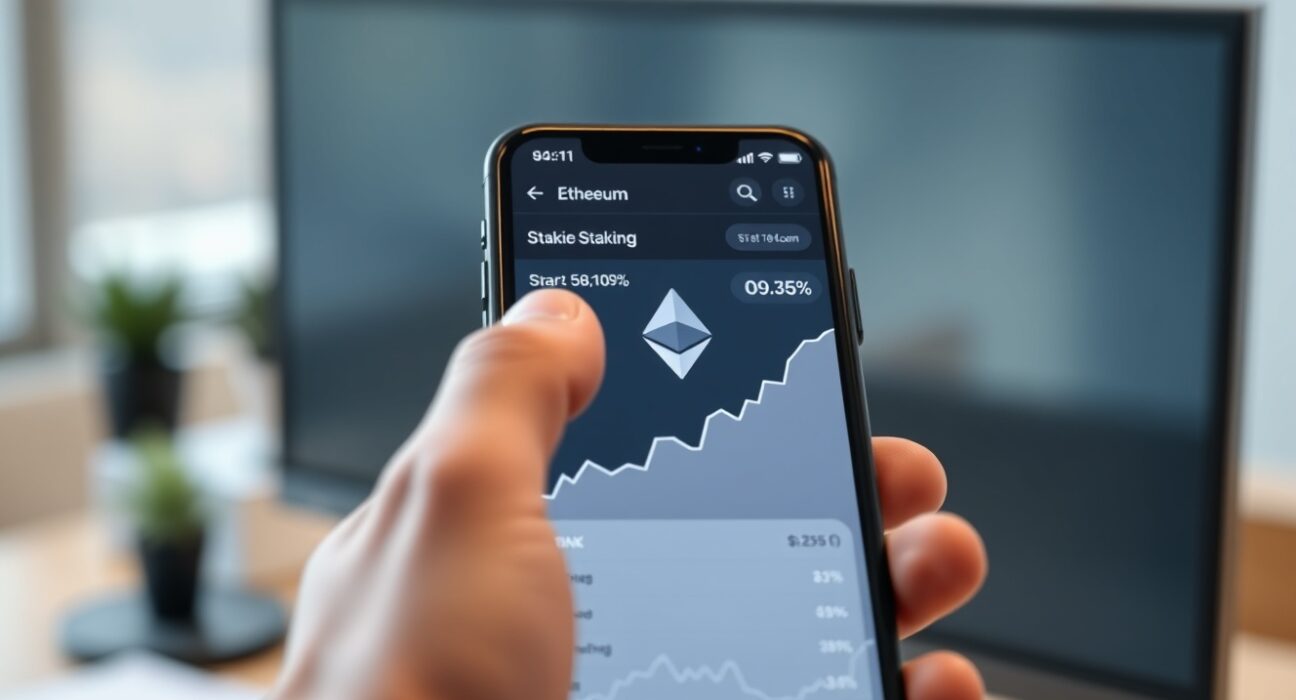 Ethereum staking dashboard showing record 34% staking ratio and rising ETH deposits