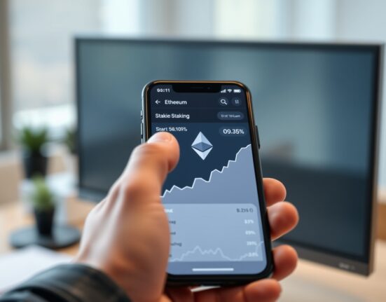 Ethereum staking dashboard showing record 34% staking ratio and rising ETH deposits