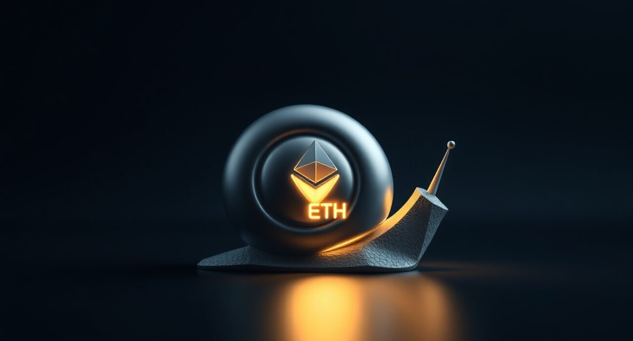 Ethereum-themed snail sculpture representing slow ETH issuance proposal