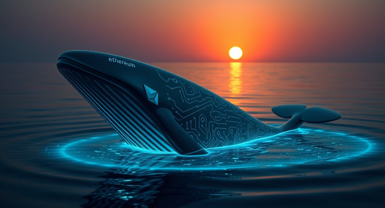 A strategic crypto whale moving $26 million in Ethereum from Coinbase for staking, symbolizing major market confidence.