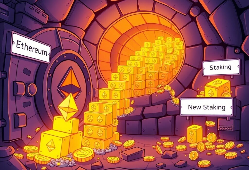 A visual representation of the significant Ethereum unstaking volume, illustrating the flow of ETH out of staking pools.