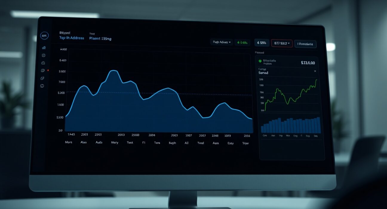 Analytics dashboard showing a drop in Ethereum USDT addresses and a potential Bitcoin price surge, representing Santiment's market data.