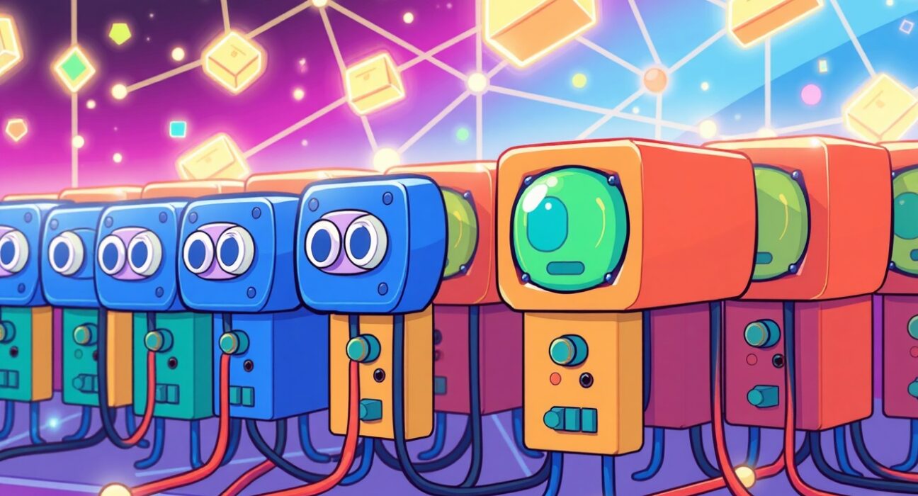 Ethereum validators decreasing in vibrant cartoon illustration showing network participation decline