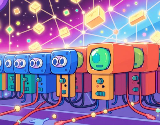 Ethereum validators decreasing in vibrant cartoon illustration showing network participation decline
