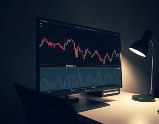 Ethereum price chart showing a pullback from recent highs as profit-taking emerges.