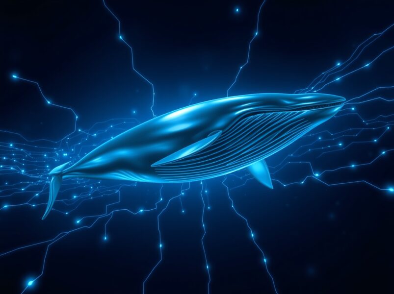 A symbolic representation of an Ethereum whale accumulating digital assets within a blockchain network.