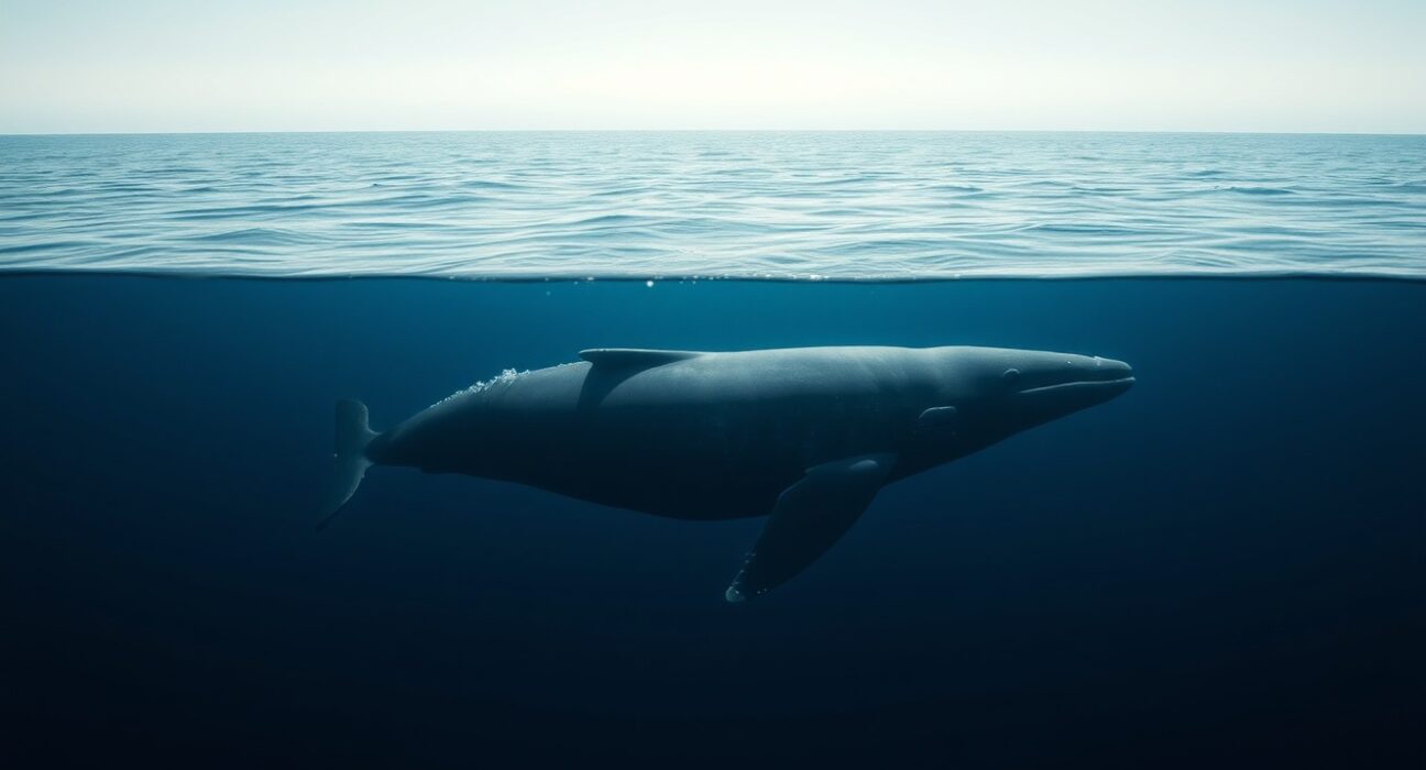 A powerful whale symbolizes the anonymous $28.9 million Ethereum deposit to Binance and its potential market impact.