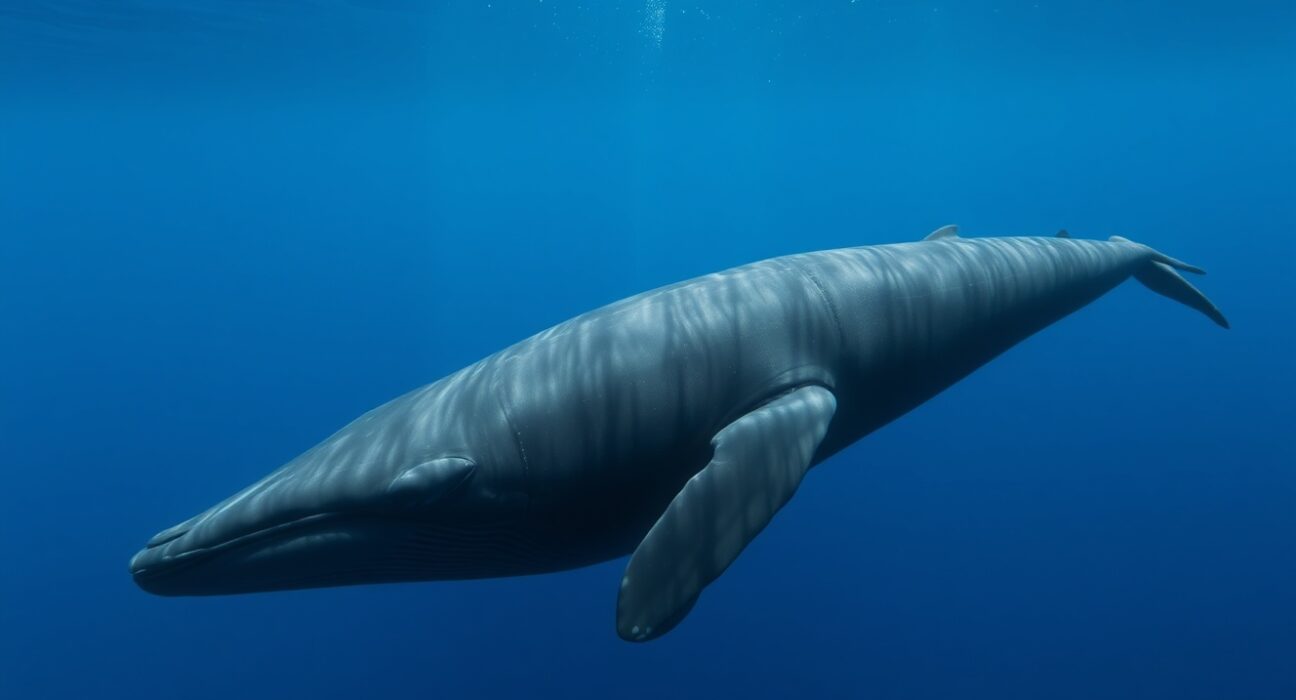 A powerful whale symbolizes the major Ethereum purchase from Binance by a large investor.