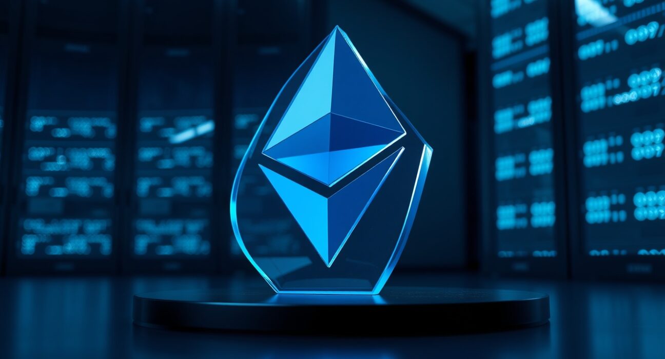 Large-scale Ethereum transaction and cryptocurrency market analysis concept.