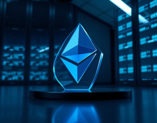 Large-scale Ethereum transaction and cryptocurrency market analysis concept.