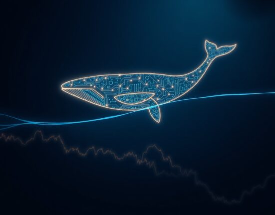 A digital whale representing a large Ethereum investor in the cryptocurrency market.