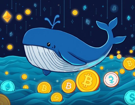 A cartoon Ethereum whale makes a significant transaction, symbolizing the impact of large dormant wallets on the crypto market.