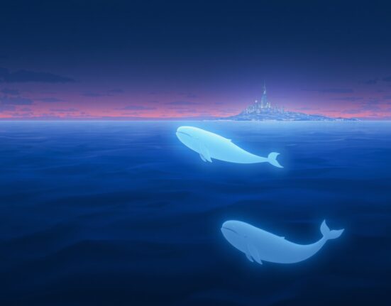 Conceptual art representing a massive Ethereum transaction as a whale moving to an exchange.