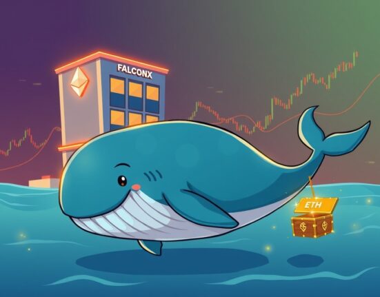 An Ethereum whale making a strategic withdrawal from an exchange, symbolizing a significant ETH movement and potential market shift.