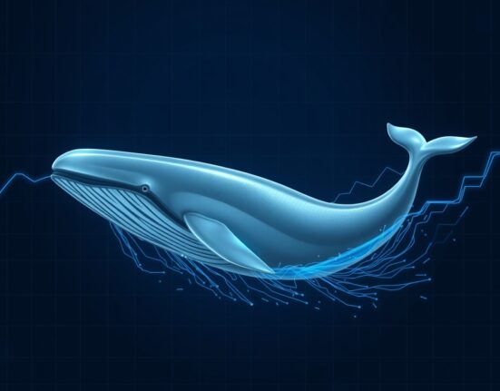 Conceptual image of a cryptocurrency whale accumulating Ethereum assets from a digital exchange.
