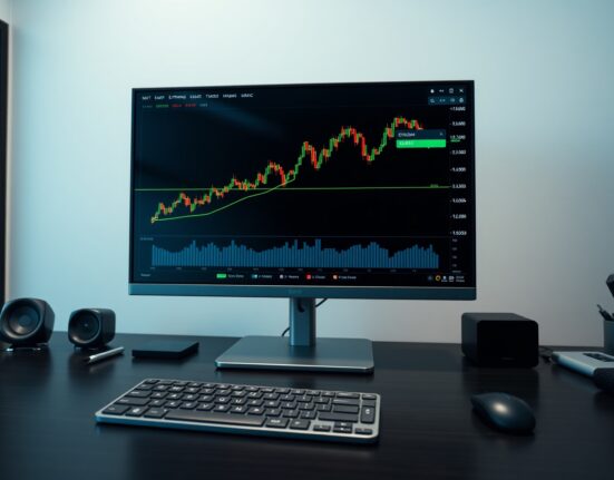 Ethereum price chart on a monitor at a trading desk, illustrating whale selling activity.
