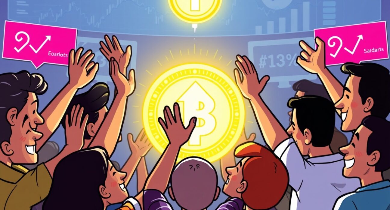 A community celebrates a successful Ether.fi ETHFI buyback proposal, symbolizing collective decision-making and token stability.