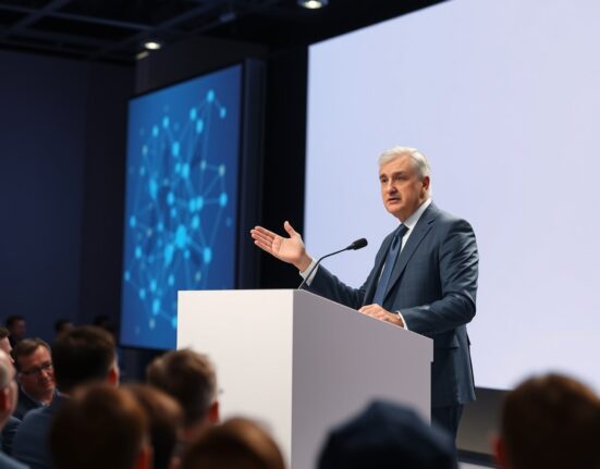 EU policy advisor discussing MiCA regulation revisions at Paris Blockchain Week conference