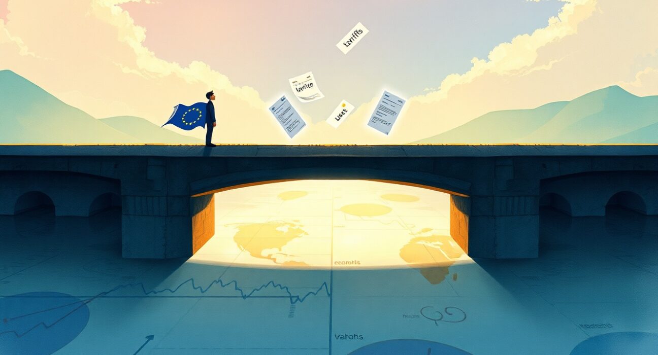 EU tariff uncertainty analysis showing economic impact of new US trade measures on international markets